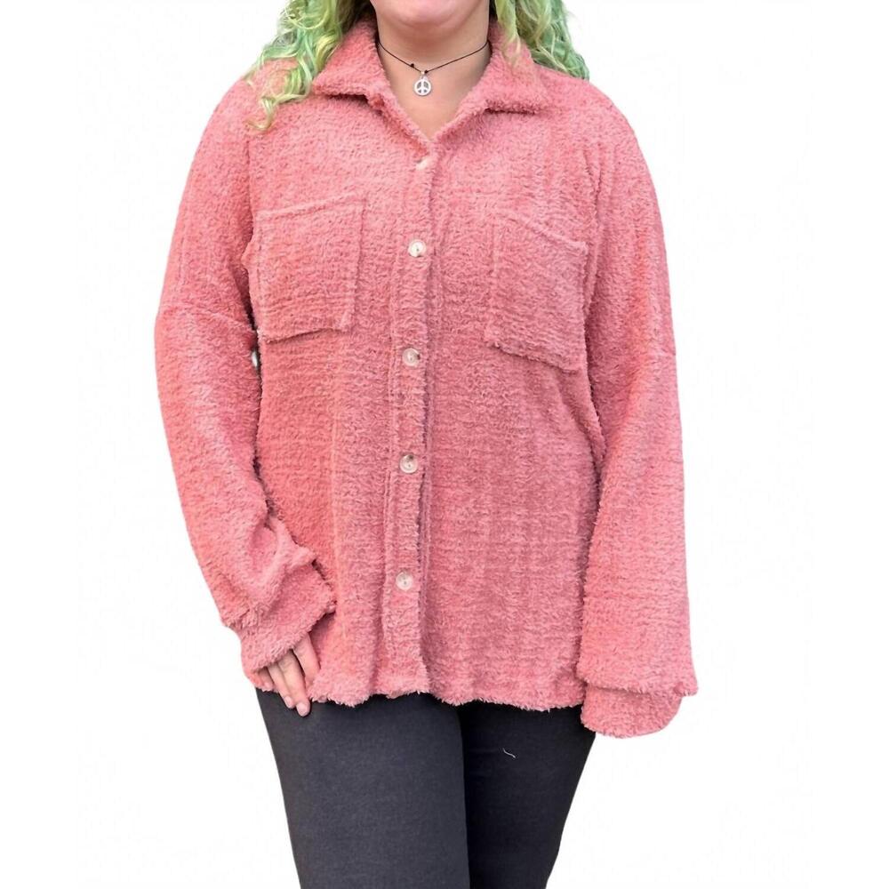 NEW SALT & BIT malia plush oversize shacket in mauve